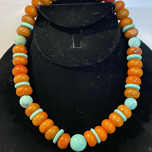 Burmese Jade and Tibetan Turquoise Necklace - Picture 6 of 7